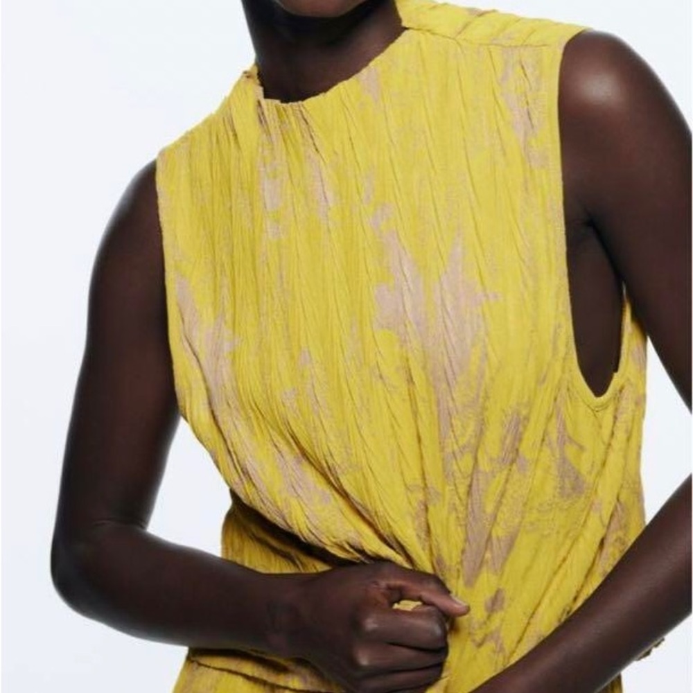 Yellow Patterned Sleeveless Top